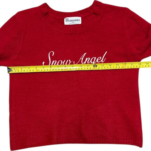 No Boundaries Red Snow Angel Stretch Pullover Sweater Size Large - Picture 4 of 4